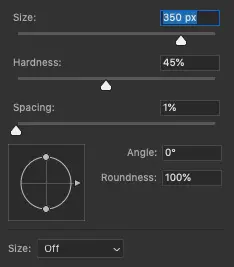 brush size too great then resize