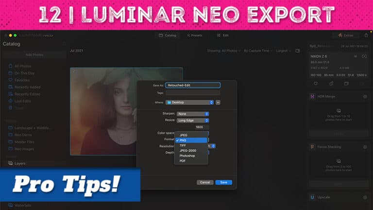 how to export photos in Luminar Neo